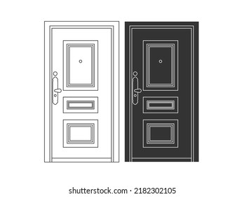 Modern wooden opened and closed door vector in different positions realistic set isolated illustration. Flat Door Vector Collection Pro Vector.  House door icon. Simple illustration of house door vect