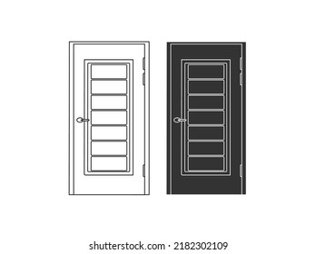 Modern wooden opened and closed door vector in different positions realistic set isolated illustration. Flat Door Vector Collection Pro Vector.  House door icon. Simple illustration of house door vect