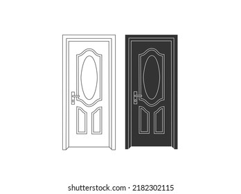 Modern wooden opened and closed door vector in different positions realistic set isolated illustration. Flat Door Vector Collection Pro Vector.  House door icon. Simple illustration of house door vect