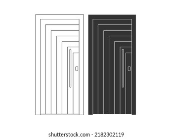 Modern wooden opened and closed door vector in different positions realistic set isolated illustration. Flat Door Vector Collection Pro Vector.  House door icon. Simple illustration of house door vect