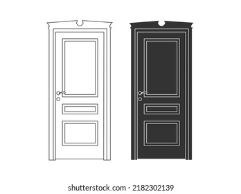 Modern wooden opened and closed door vector in different positions realistic set isolated illustration. Flat Door Vector Collection Pro Vector.  House door icon. Simple illustration of house door vect