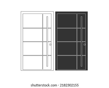 Modern wooden opened and closed door vector in different positions realistic set isolated illustration. Flat Door Vector Collection Pro Vector.  House door icon. Simple illustration of house door vect