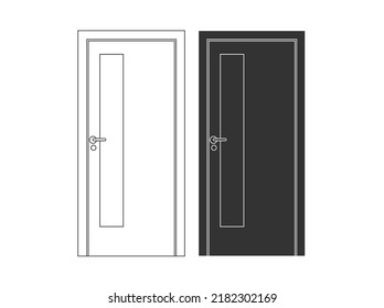 Modern wooden opened and closed door vector in different positions realistic set isolated illustration. Flat Door Vector Collection Pro Vector.  House door icon. Simple illustration of house door vect