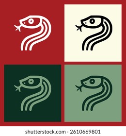 Modern Wooden Snake Outline Logo for Chinese New Year, Featuring Minimalist Design and Symbolizing Renewal and Good Fortune in a Contemporary Style