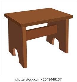 Modern Wooden Stool for Kids, Minimalist Child-Sized Bench with Sturdy Legs, Playroom or Nursery Furniture, Isolated on White Background Illustration

