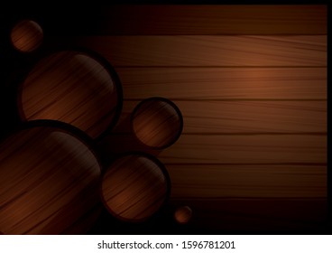 Modern wooden theme background template with wooden glass balls. Vector illustration.	