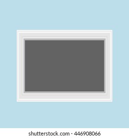 Modern Wooden White Square Wall Frame for Special Moments Memories Photo. Vector Illustration