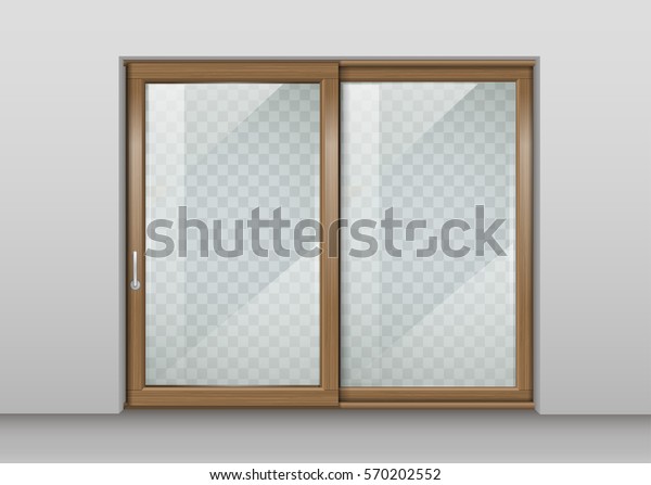 Modern Wooden Wide Sliding Door Transparent Stock Vector Royalty