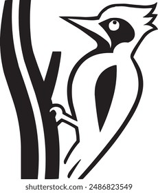 Modern Woodpecker vector, perfect for logos, nature-themed designs, sleek and stylish, versatile for branding, minimalist appeal.