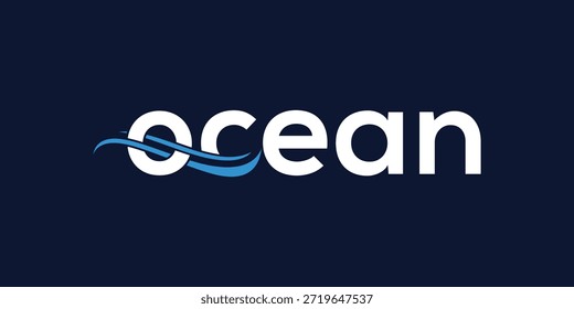 Vector moderno del diseño del logotipo del océano de la palabra