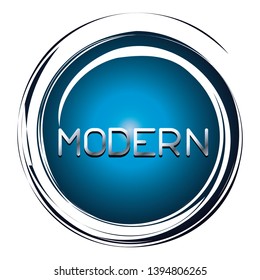 modern word on blue button