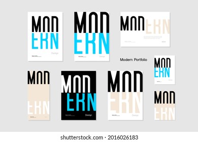 Modern. Word that is easy to read even if the font is customized. Minimal style cover with "modern" typography. Design for presentations, portfolio, banners, business. Vector, illustration.