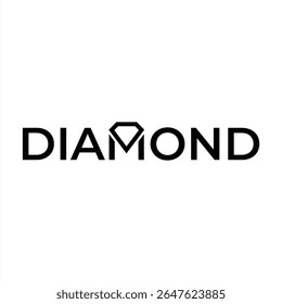 Moderno Wordmark Logo Design Apresentando a Palavra Diamante com uma forma de diamante integrado no texto Design criativo elegante