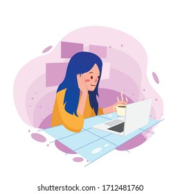 Modern Work From Home Vector Illustration in Flat Style