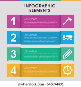 Modern work infographic template. infographic design with work icons includes pencil, concrete mixer. can be used for presentation, diagram, annual report, web design.