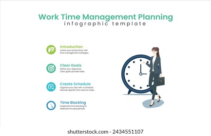 Moderne Arbeitszeitmanagement-Planung. Infografik-Entwurfsvorlage