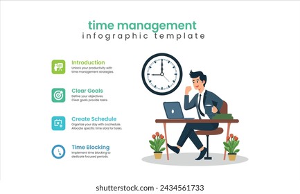 Modern work time management planning. Infographic design template