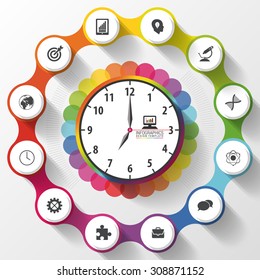 Modern work time management planning. Colorful infographics. Vector illustration