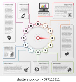 Modern work time management planning infographics. Business concept. Vector illustration