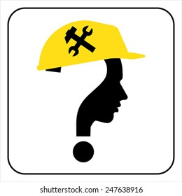 modern worker man sign with question mark, vector