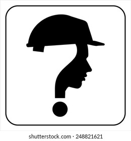 modern worker man sign with question mark, vector