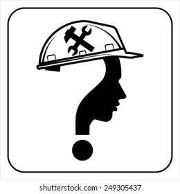 modern worker man sign with question mark, vector