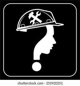 modern worker man sign with question mark, vector
