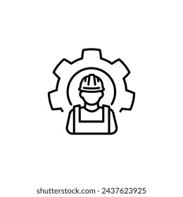 Signo de trabajador moderno. Icono de concepto de trabajador y engranaje