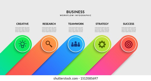 Modern workflow infographic template, Business process graphic with multiple option