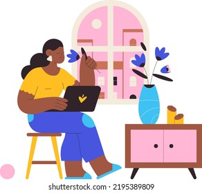 Modern Working From Home Illustration Featuring Remote Work, Productivity, and a Comfortable Workspace