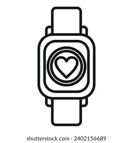Vector de contorno del icono del dispositivo de entrenamiento moderno. Deporte de mano de seguridad. aplicación de reloj de dispositivos