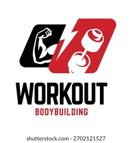A modern workout gym logo. Creative illustration fitness icons.