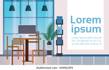 Moderna Sala De Gabinete Interior Vacía No Hay Gente Ilustración Vector Plano