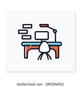 Modern workplace color icon. Smart table. Flexible work surface. Smart emerging technologies. Futuristic office workspace innovations concept. Isolated vector illustration