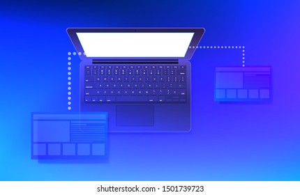 Modern workplace with laptop vector concept
