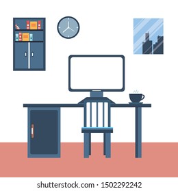 modern workplace in room. Creative office work space