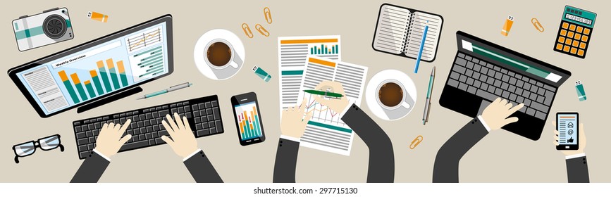 Modern workplace - vektor flat style