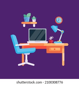 Modern workspace computer background concept