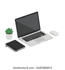 Modern Workspace with Computer Monitor Blank Screen, Cutting Mat, and Office Supplies for an Architect Desk Setup, Designed for Productivity and Comfort, Flat Vector Illustration Design