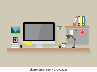 modern workspace vector design background