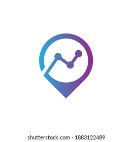 Modern world app logo global position locator community internet media symbol