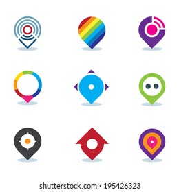 Modern world app logo global position locator community internet media icon