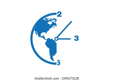  Modern world clock icon vector blue version