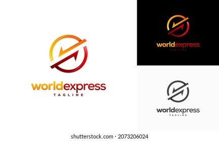 Modern World Express Delivery Logo, Logistic Company Vector Logo Template