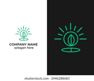 Modern world leaf combination logo design template