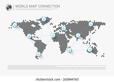 Concepto de conexión de mapa del mundo moderno. Vector