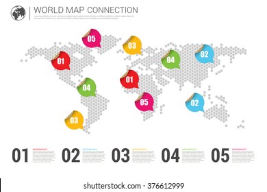 Modern world map connection concept. Vector.