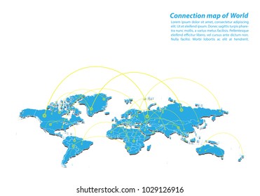 Modern of World Map connections network design, Best Internet Concept of World map business from concepts series,  map point and line composition. Infographic map . Vector Illustration.