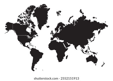 Un moderno diseño de mapa del mundo que muestra continentes, países y conexiones. Con un estilo de Vector geométrico, este mapa destaca la globalización, la comunicación y los datos internacionales para todos