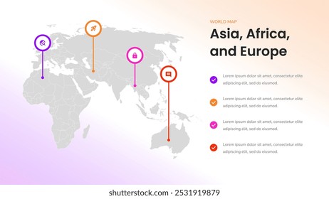 Modern World Map Template for Geographic Data Visualization